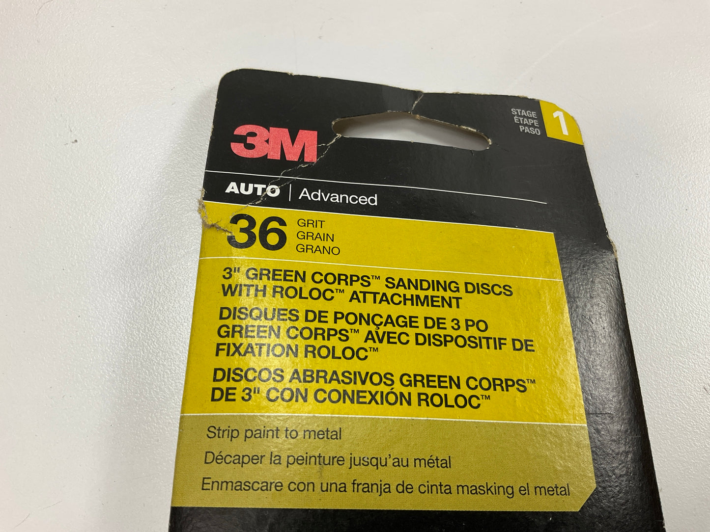 3M 31407 Green Corps 3'' Sanding Disc With Roloc Attachment, 36 Grit, 5 / Pack