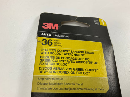 3M 31407 Green Corps 3'' Sanding Disc With Roloc Attachment, 36 Grit, 5 / Pack