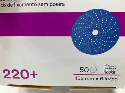 3M 31481 6'' 220+ Grade Cubitron II Clean Sanding Hookit Abrasive Discs 50/Box