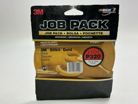 3M 31519 Stikit Gold Sanding Discs, 6'', P320 Grit , 25 Discs / Pack