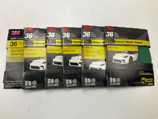 3M 31548 Green Corps Sanding Discs With Stikit Attachment, 6'' 36 Grit, 30 Total