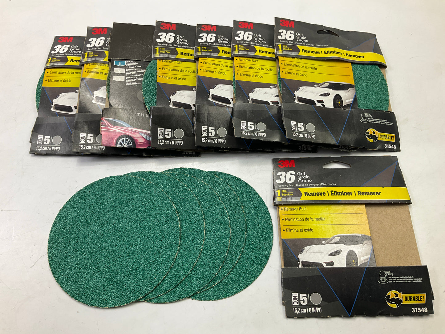 3M 31548 Green Corps Stikit Sanding Disc, 36 Grit, 6'' Diameter, 40 Total Discs