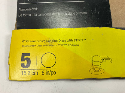 3M 31548 6'' Diameter, 36 Grit, Green Corps Stikit Sanding Discs, Pack Of 5