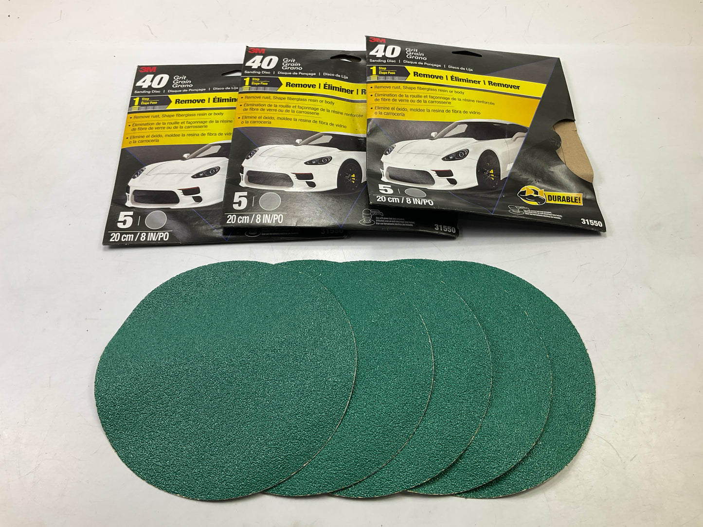 3M 31550 Stikit 40 Grit 8'' Sanding & Stripping Abrasive Sanding Disc - 15 Total