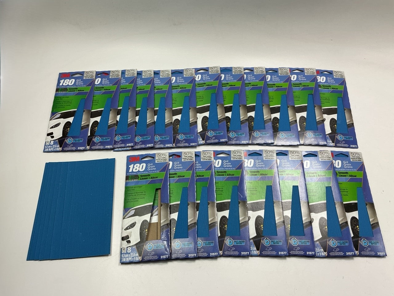 3M 31577 3-2/3''x9'', 180 Grit, Sandpaper Sheets - 20 Packs Of 8 Each (160 Total)