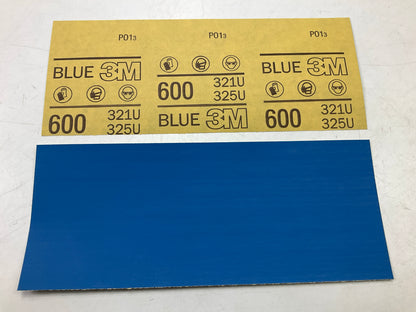 3M 31580 Blue Sandpaper , 3-2/3 In X 9 In, 600 Grit, 16 Sheets Total