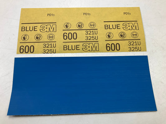 3M 31580 Blue Sandpaper , 3-2/3 In X 9 In, 600 Grit, 16 Sheets Total
