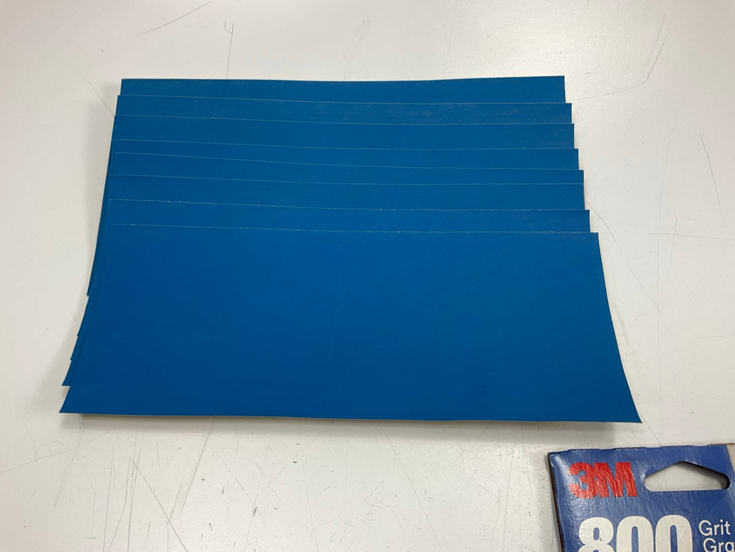 3M 31581 Blue Sandpaper Sheets, 3-2/3'' X 9'', 800 Grit, 8 Sheets Total