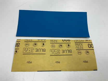 3M 31581 Blue Sandpaper Sheets, 3-2/3'' X 9'', 800 Grit, 8 Sheets Total