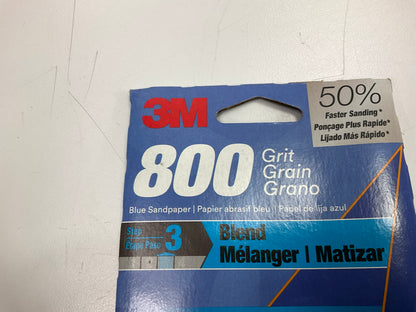 3M 31581 Blue Sandpaper Sheets, 3-2/3'' X 9'', 800 Grit, 8 Sheets Total