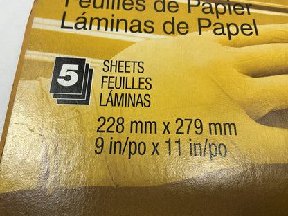 (5) 3M 32039 9''x11'' Sandpaper Sheets P360 Grit, Wetordry