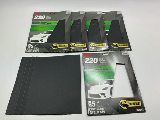 3M 32043 Wetordry 9''X11'' Sandpaper Sheets, 220 Grit, 25 Sheets Total