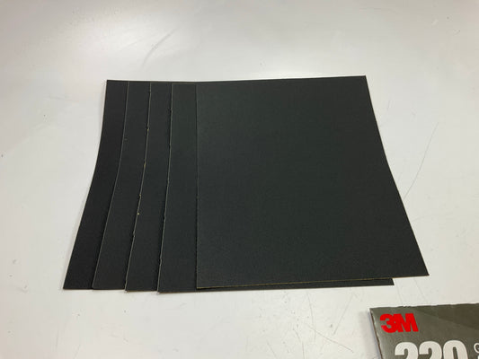 3M 32043 Wetordry 9''X11'' Sandpaper Sheets, 220 Grit, 5 Sheets Total