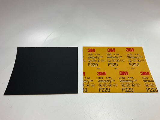 3M 32043 Wetordry 9''X11'' Sandpaper Sheets, 220 Grit, 5 Sheets Total