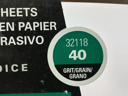 3M 32118 Sandpaper Sheets (9'' X 11'') 40 Grit, 25 SHEETS
