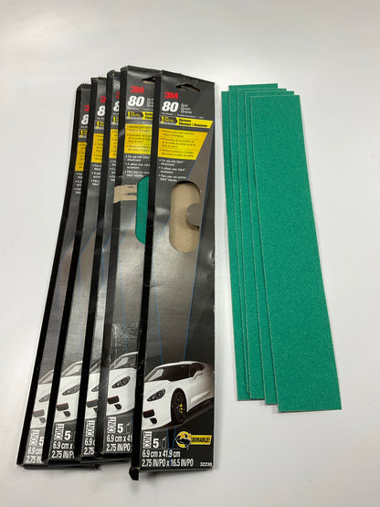 3M 32230 Green Corps File Sheets, 80 Grit, 2-3/4 In X 16 1/2 In, 25 Sheets Total