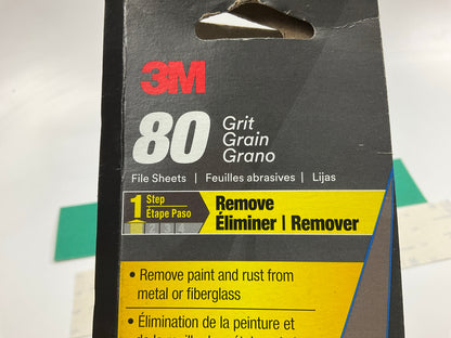 3M 32230 Green Corps File Sheets, 80 Grit, 2-3/4 In X 16 1/2 In, 25 Sheets Total