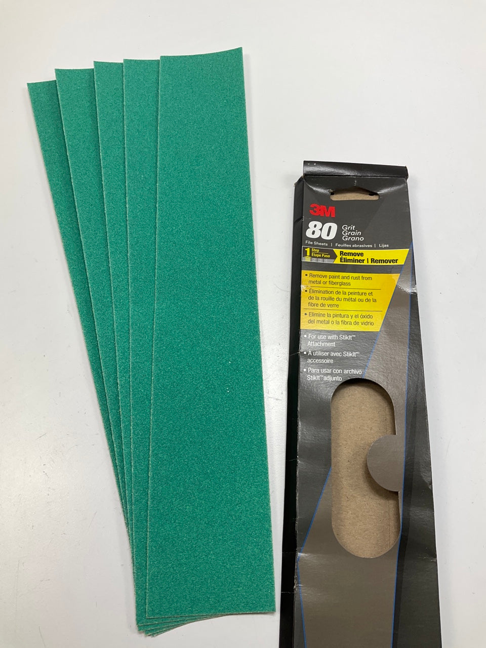 3M Green Corps File Sheets, 32230, 80 Grit, 2-3/4 In X 16 1/2 In, 5 Sheets