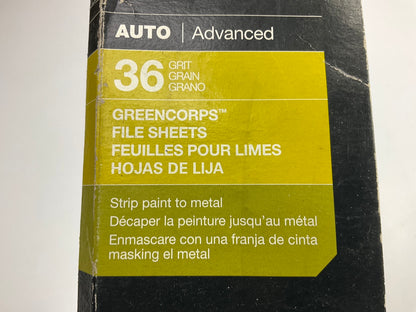3M 32232 Green Corps File Sandpaper Sheets, 36 Grit, 2-3/4'' X 16-1/2''