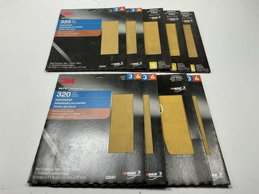 45 Sheets Total - 3M 32541 Aluminum Oxide 320 Grit 9x11 Sandpaper Sheets