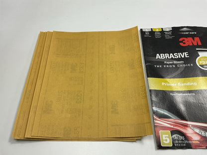 3M 32541 Aluminum Oxide 320 Grit 9''x11'' Sandpaper Sheets, Pack Of 5 Sheets