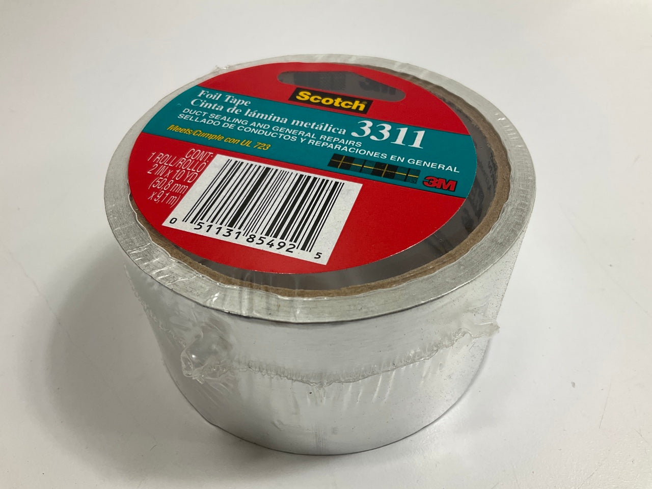 3M 3311 Scotch Aluminum Foil Tape Silver, 2'' X 10 Yards, 3.6 Mil
