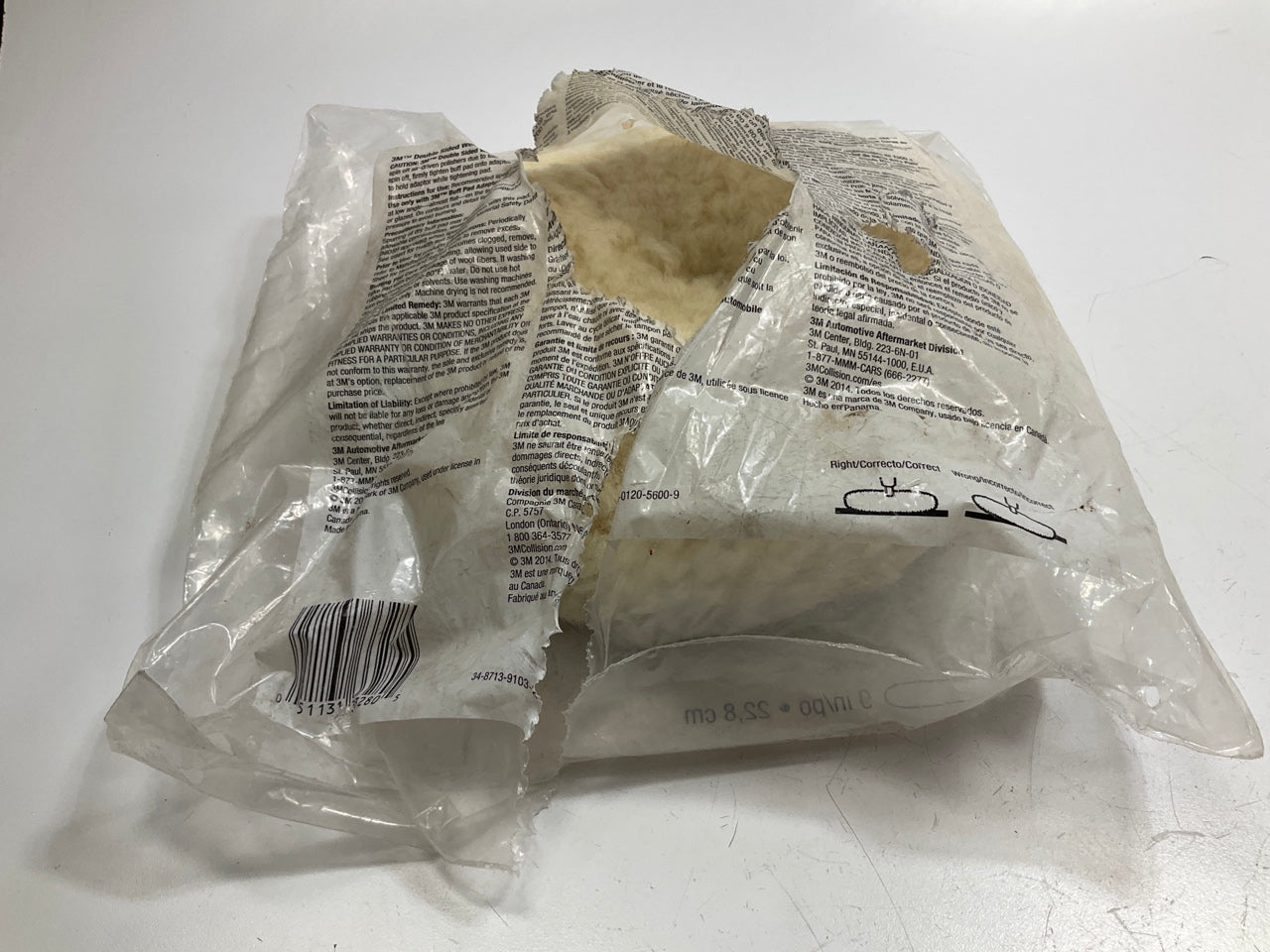 OPEN PACKAGING - 3M 33280 9'' Wool Compounding Pad, Double Sided, Screw On