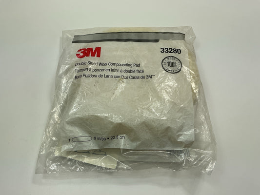 3M 33280 9'' Wool Compounding Buffing Pad, Double Sided, Screw On