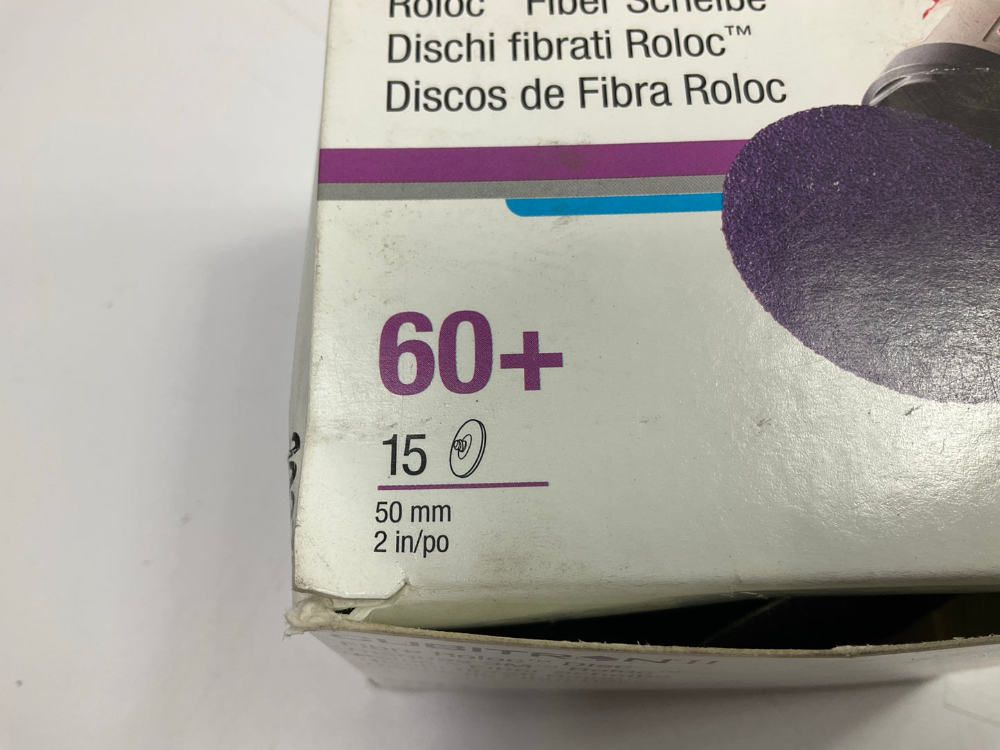 3M 33379 Cubitron II Roloc Fibre Disc, TR, 2'' X 60+ Grit, Box Of 15 Discs