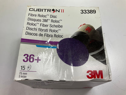 3M 33389 Cubitron II Roloc Fibre Sanding Disc, 3'', 36+ Grit, Pack Of 15