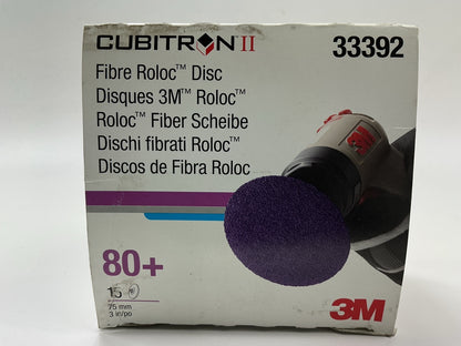 3M 33392 Cubitron II 3'' Fibre Roloc Sanding Disc 80+ Grit, 15 Discs