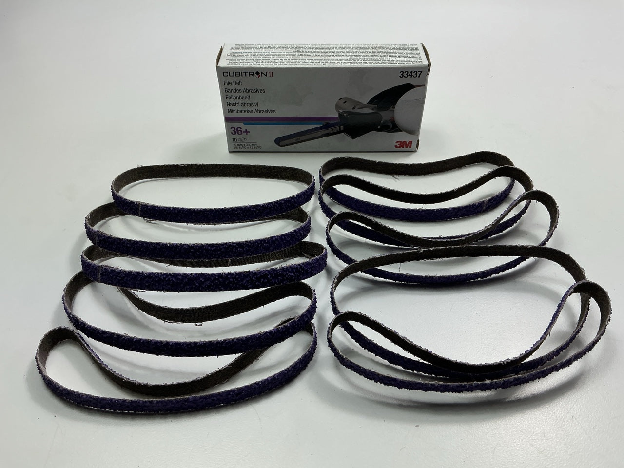 3M 33437 Cubriton II File Belts 36+ Grit 3/8'' X 13'' Sanding Belt - 10 / Pack