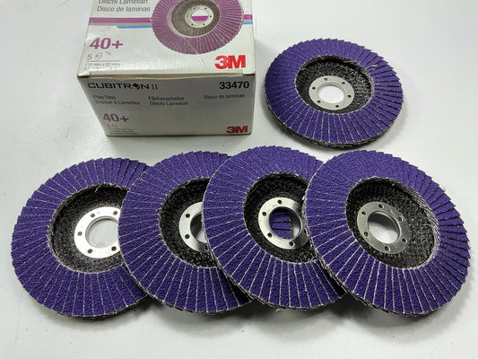 3M 33470 Cubitron II 40 Grit Flap Sanding Disc 4.5'' X 7/8'', Pack Of 5