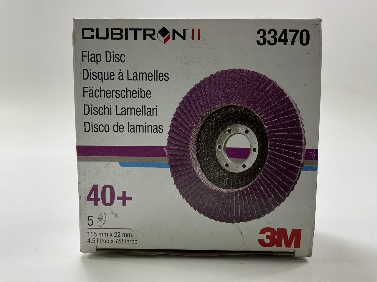 3M 33470 Cubitron II 40 Grit Flap Sanding Disc 4.5'' X 7/8'', Pack Of 5