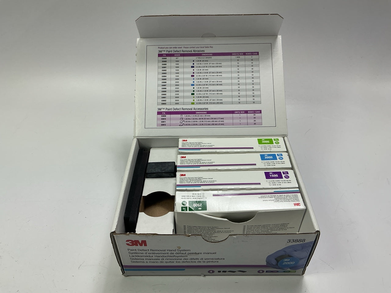 Missing 3M 33909, COMES AS SHOWN - 3M 33888 Paint Defect Removal Hand System Kit