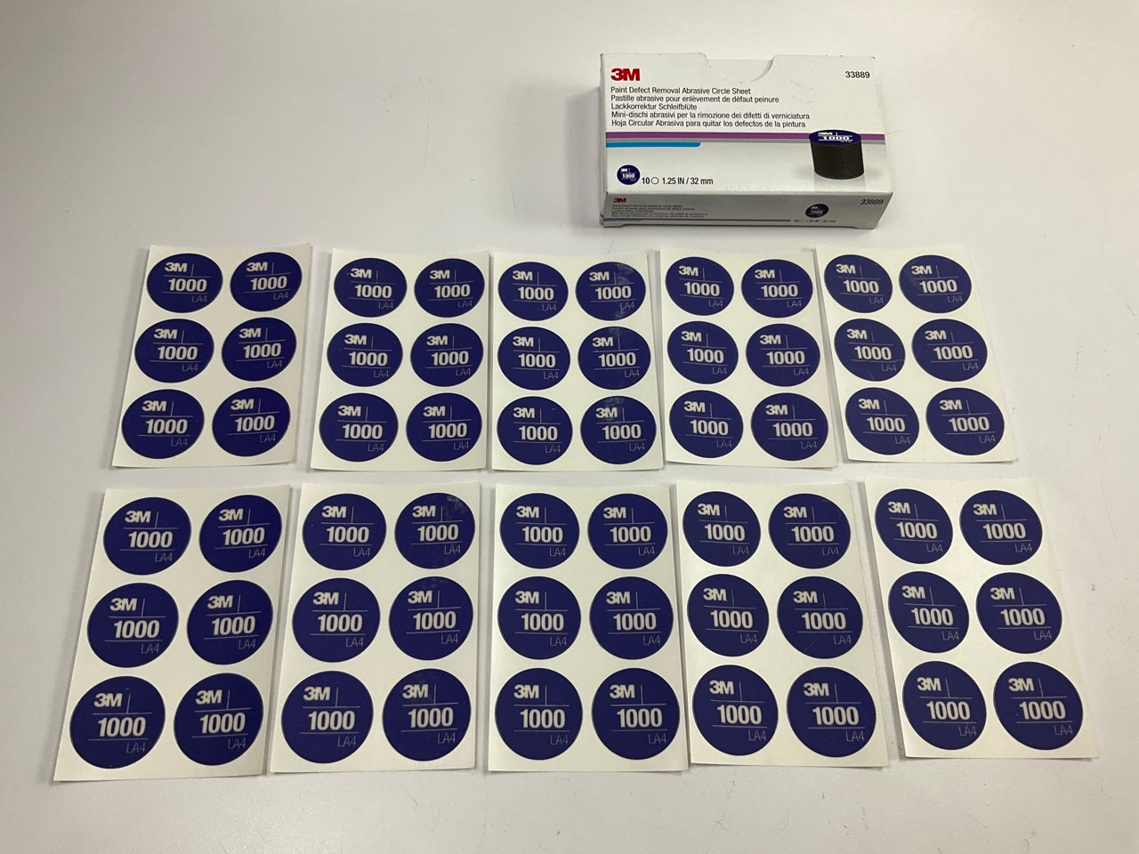 3M 33889 1000 Grit Paint Defect Removal Abrasive Circle Sheet - 10 Sheets