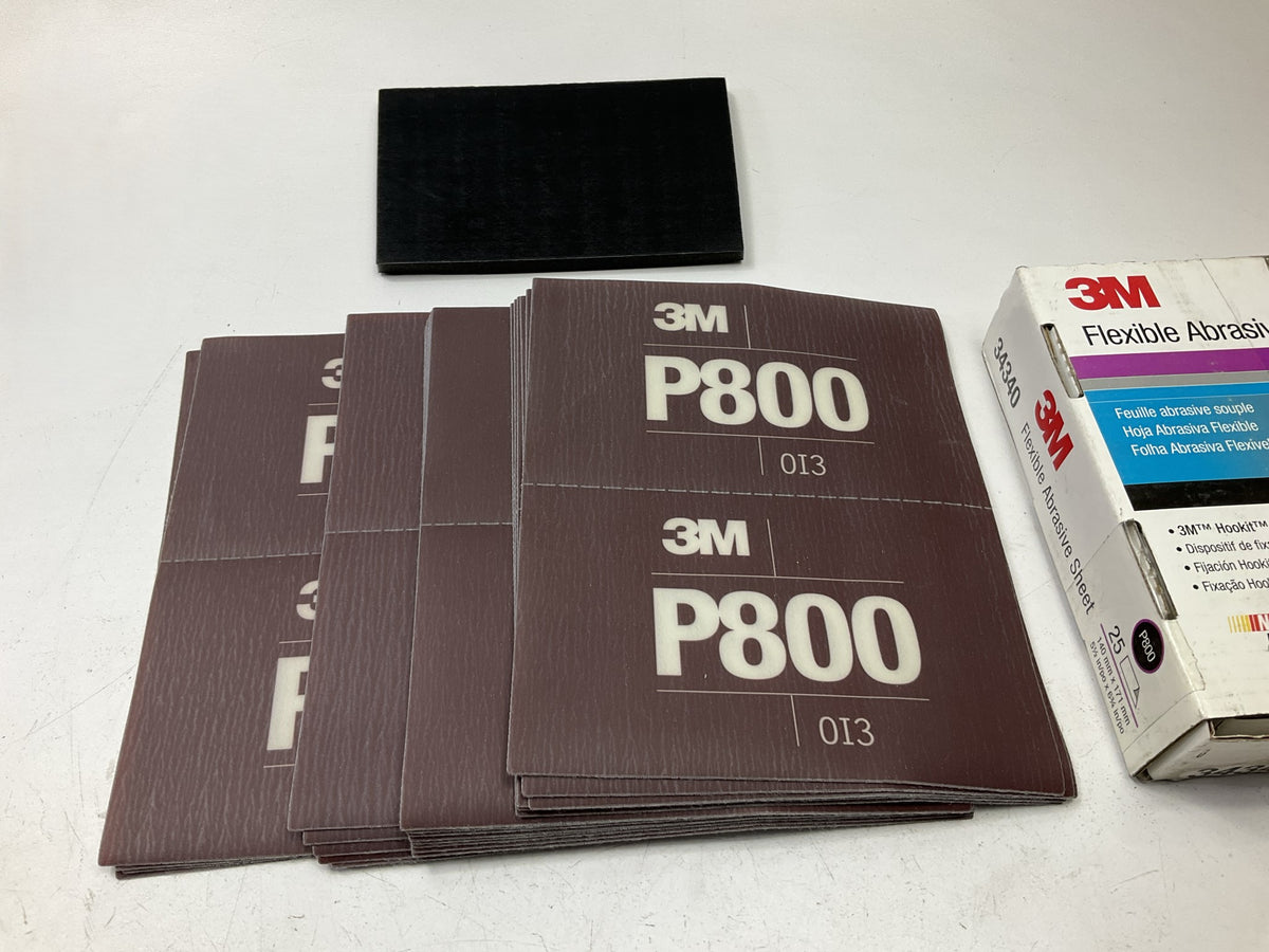 23 Sheets - 3M 34340 Hookit Flexible Abrasive Hand Sheet P800 800 Grit