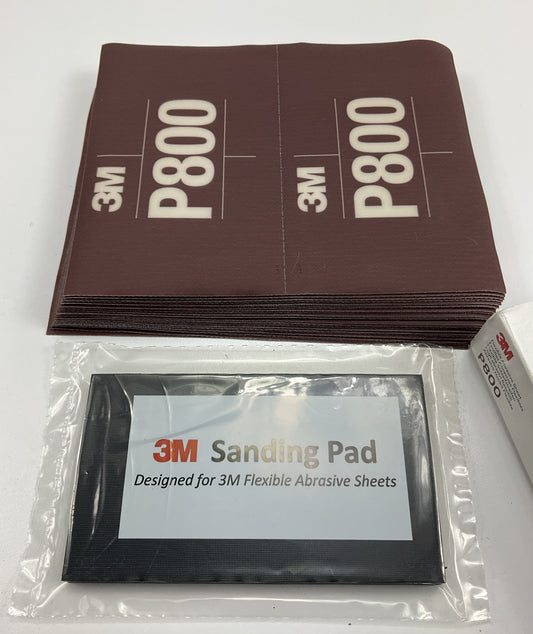 3M 34340 Hookit Flexible Abrasive Sandpaper Hand Sheet 800 Grit (25 Sheets)