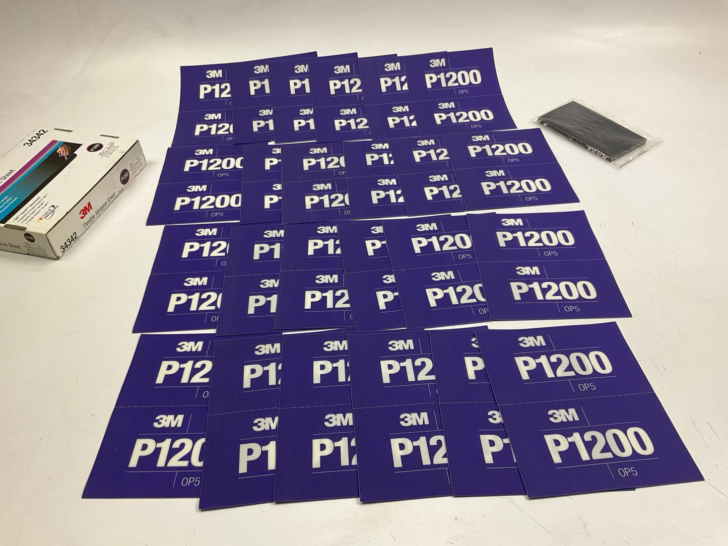 24 Sheets Only, 3M 34342 Hookit Flexible Abrasive Sandpaper Hand Sheet 1200 Grit