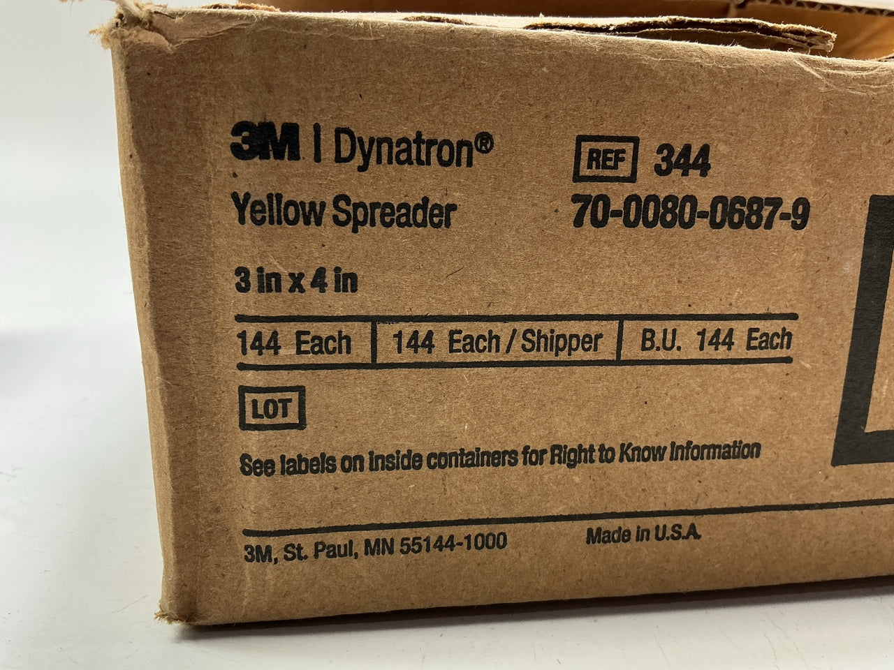 3M Dynatron 344 Yellow 3'' X 4'' Plastic Body Filler Spreader - 140 Pcs Total