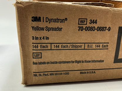 3M Dynatron 344 Yellow 3'' X 4'' Plastic Body Filler Spreader - 140 Pcs Total