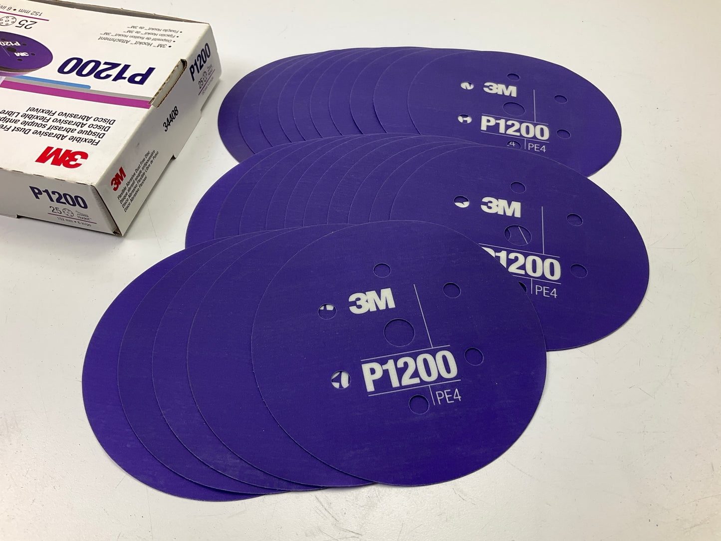 3M 34408 6'' Hookit Flexible Abrasive Dust Free Disc P1200 Grit, Box Of 25 Each