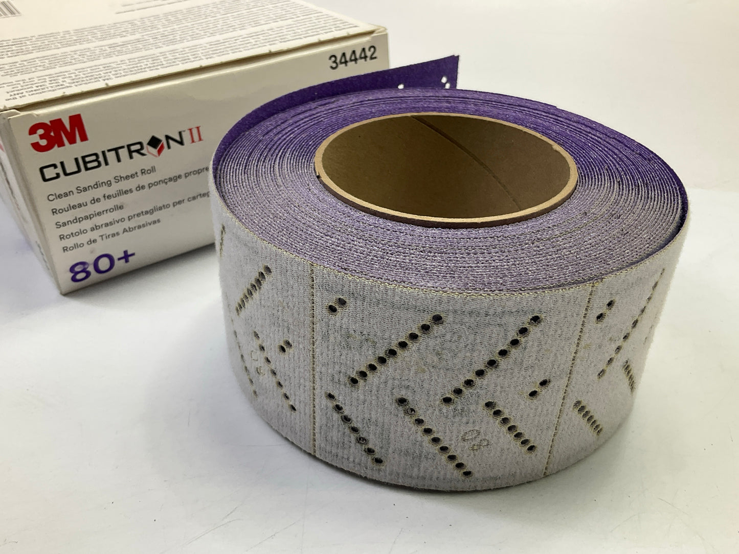 3M 34442 Cubitron II Hookit Hook & Loop Clean Sandpaper Sheet Roll, 80 Grit