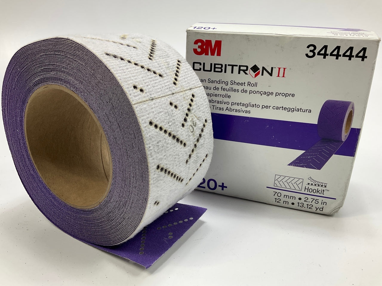 3M 34444 Cubitron II Hookit Clean Sanding Sheet Roll, 120+ Grade, 70 Mm X 12 M