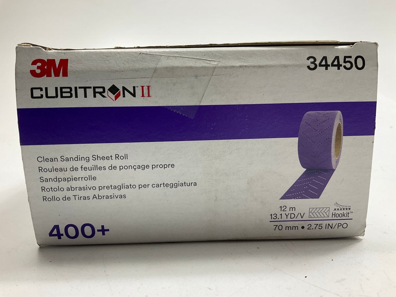 3M 34450 Cubitron Hookit Clean Sanding Sheet Roll, 400+ Grade, 70mm X 12m