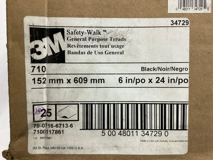 3M 34729 Safety-Walk 710 Anti-Slip Tape 6 In X 24 In, Black, PACK OF 18 Strips