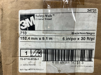3M 34731 Safety-Walk 710 Black Anti-Slip Friction Tape - 6'' Width X 30 Ft Length