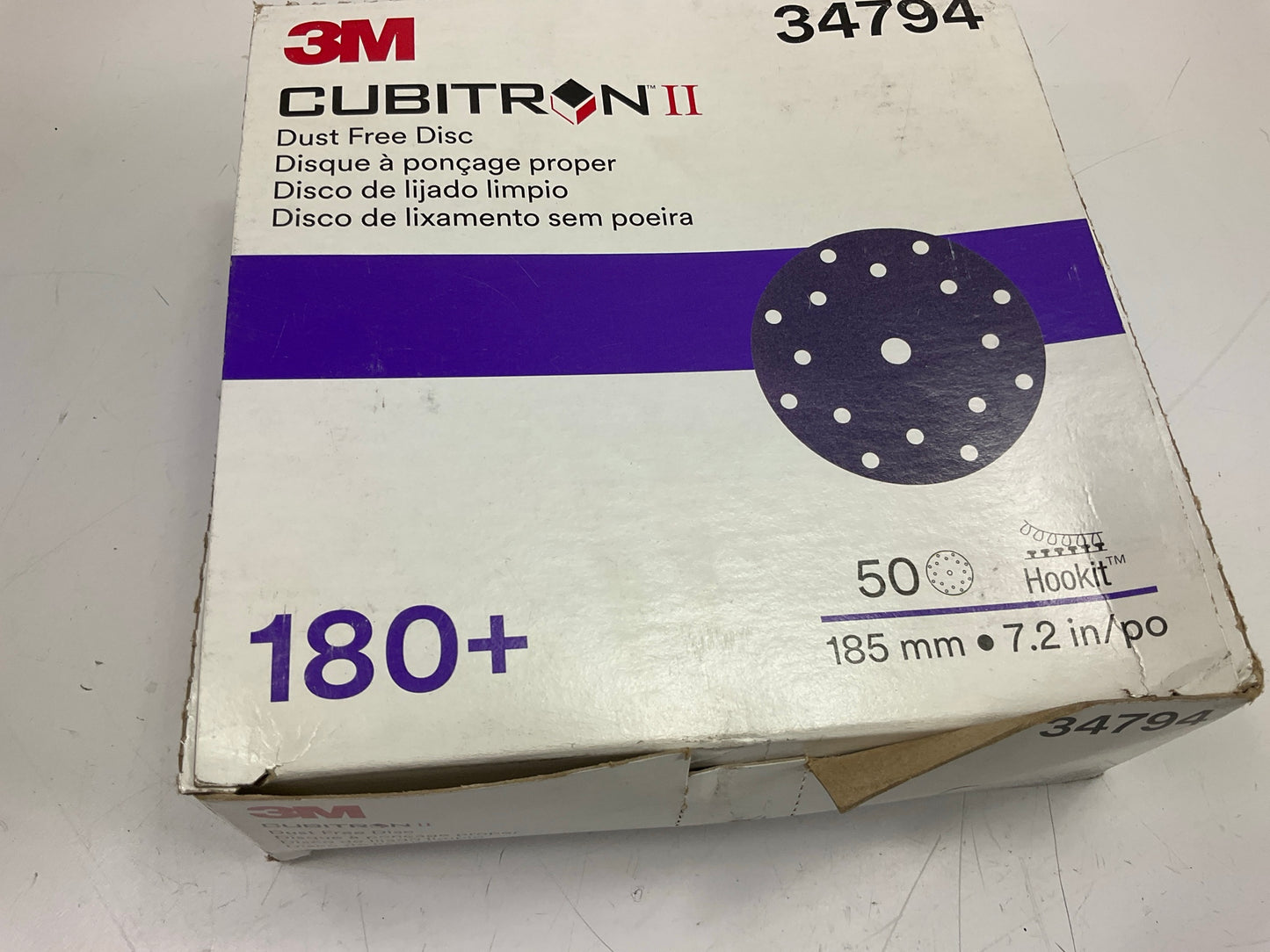 3M 34794 Cubitron II Hookit 7'' Clean Sanding Abrasive Disc, 180 Grit, 50 Discs