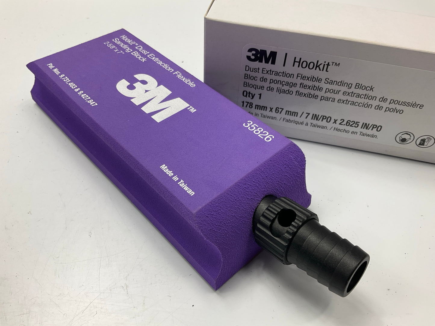 3M 35826 Hookit Dust Extraction Flexible Sanding Block, 7'' X 2.625''