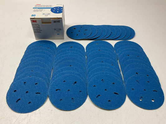 3M 36142 Hookit Blue Abrasive Sanding Disc Multi-hole, 3'' 80 Grade, 50 PACK